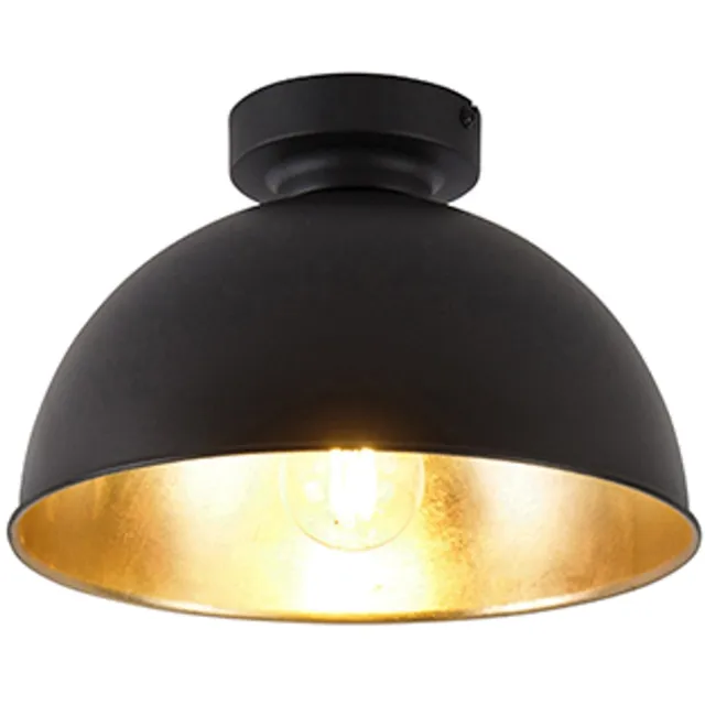 QAZQA magnax - Industriele Plafondlamp - 1 lichts - Ø 28 cm - Zwart Goud - Industrieel - Woonkamer | Slaapkamer | Keuken
