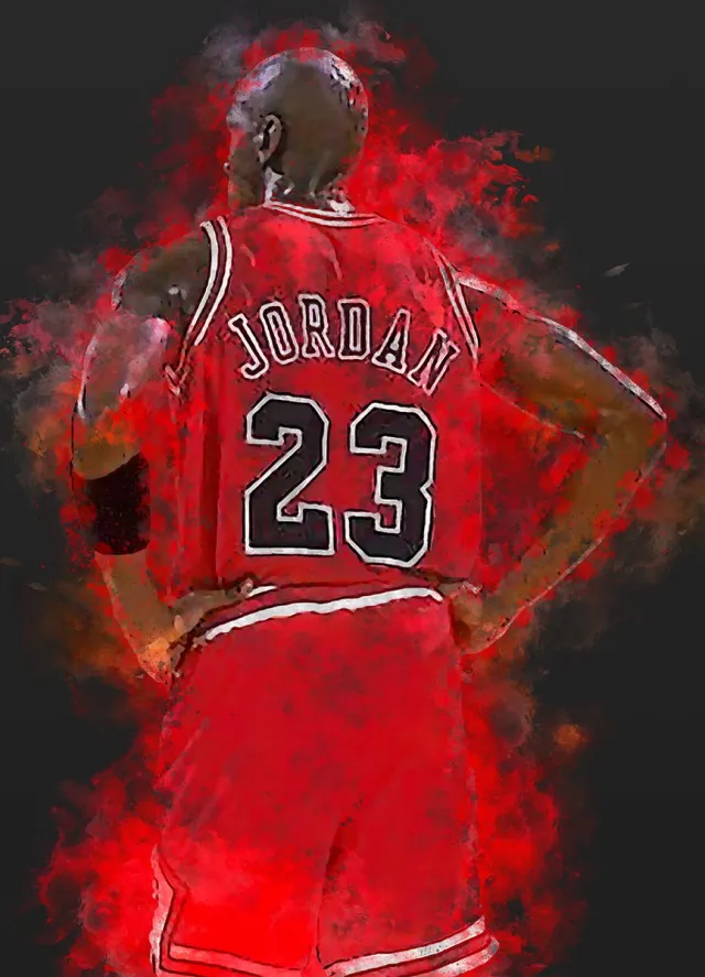 Michael Jordan Wallofprints - Michael Jordan A3 Semi-Glossy poster - 29.7x42 cm - Sport poster - Basketbal poster - Unieke poster van Michael Jordan in Chicago Bulls tenue Donkergrijze achtergrondkleur