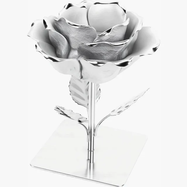 Inna (SklepikNaMedal) Keramiek Kaarsenhouder Roos 14.5 cm - Stijlvolle Tafeldecoratie Wit, Groen