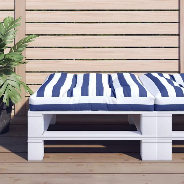 vidaXL Palletkussen gestreept 80x80x12 cm stof blauw en wit Meerkleurig