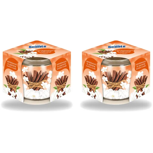 At Home 2 x At Home - Scents - Geurkaars - Sandalwood & Jasmin - 70 g - Voordeelverpakking - 2 stuks Bruin