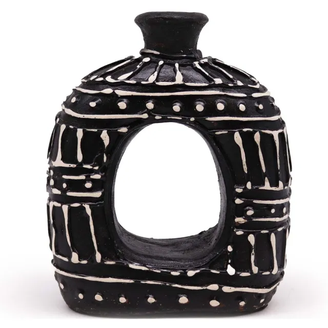 Ancient Wisdom Ovale donutvormige vaas - Chocolade 18 cm multicolor