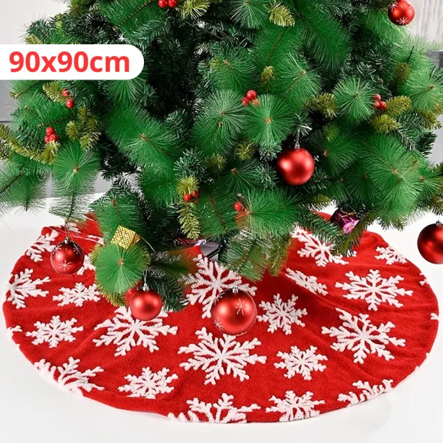 Nivard Kerstboomkleed - Kerstboom Mand - Kerstboomrok Voor Kunstboom - Kerstboomrok - Kerstboomring - Kerstrok - Kerstboomdeken - Kerstkleed - Rond 90cm Rood & Wit