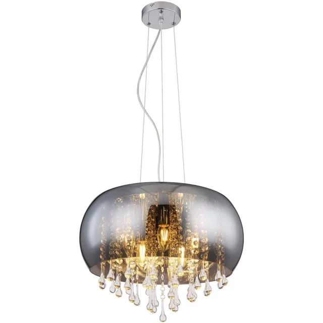 Globo Hanglamp - chroom - Kalla - metaal smoke glas - Ø 44cm - E14 - 15809H1 - Globo