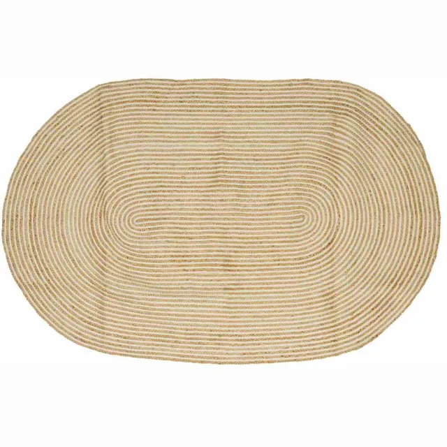 vidaXL Gebied Tapijt Natuurlijk en Wit 152 x 245 cm Jute Bruin