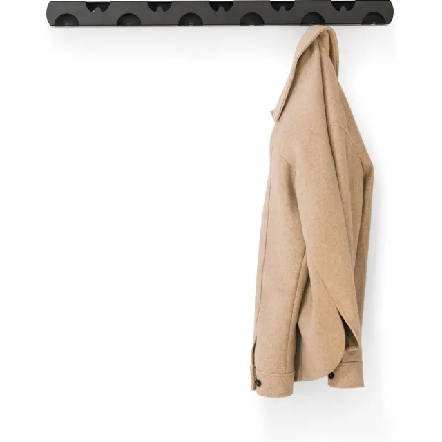 Steelful Wandkapstok - Kapstok Hangend - Muur Kapstok Hangend - 11 Haken - Kapstok Muur - Zwart - 85 cm Zwart - Horizontaal 11-Haken