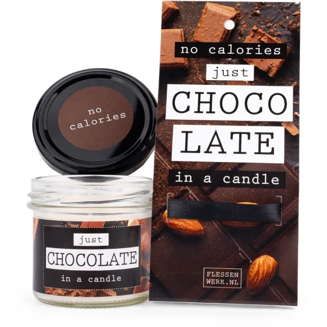 Flessen werk No calories - JUST CHOCOLATE - in a candle, in luxe verpakking Wit