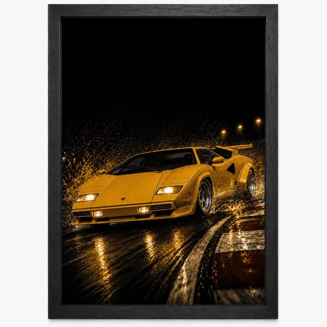 Joshimo Lamborghini Countach Poster | Klassieke Supercar | Inclusief Zwarte A4 Lijst
