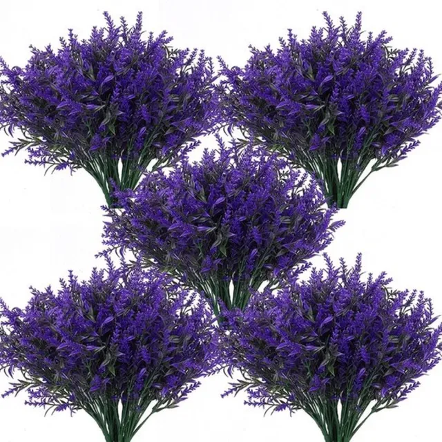 Mrilary 5 Stuks Kunstmatige Lavendel Bloemen Buiten, Kunstmatige Planten UV-bestendige Nep Bloemen Groene Kunstmatige Planten Buiten, Voor Decoratie Buiten Planten Hangende Potten Thuis Tuin Decoratie (Paars)