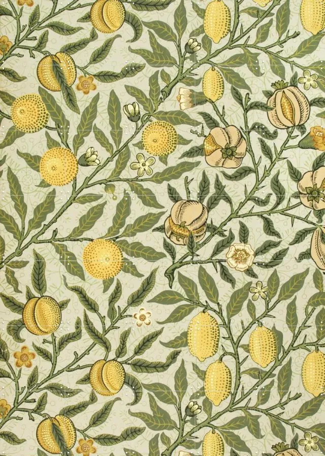 IXXI Fruit yellow, William Morris & Victoria and Albert Museum - 100 x 140 cm - Grote wanddecoratie en posters - Illustraties, Vintage, Art Nouveau Geel
