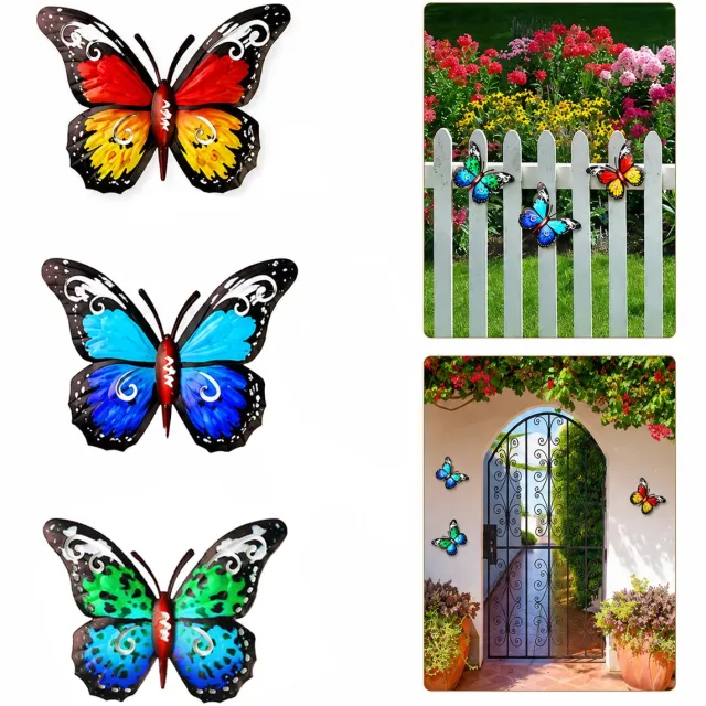 OUYLAF metalen vlinders voor buiten - 3 stuks -Tuindecoratie - tuin decoratie voor buiten - tuin decoratie wanddecoratie - wanddecoratie - wanddecoratie tuin - voor achtertuin, veranda, patio Veelkleurig