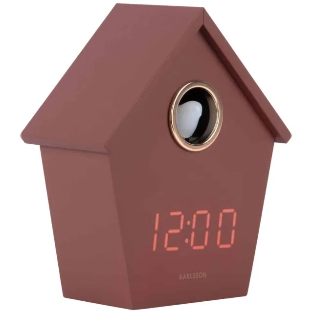 Karlsson Wekker Riqueza Cuckoo - Bordeaux - 6.8x13x15.3cm - Modern - Wekker voor slaapkamer - Wekkers Rood