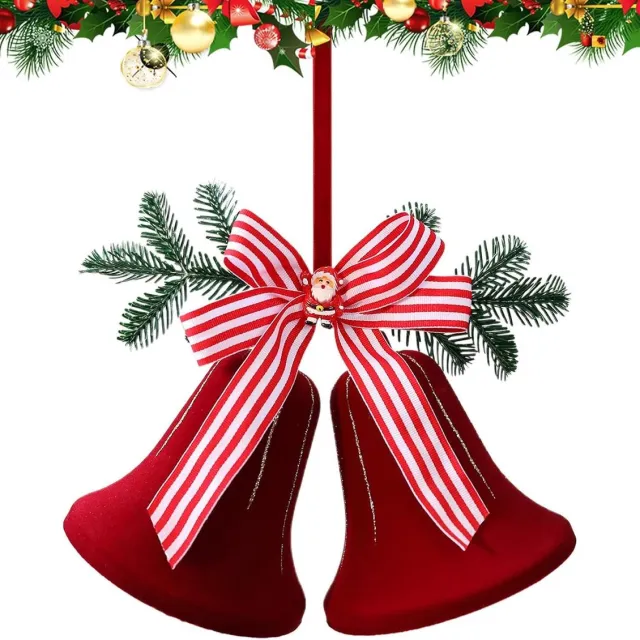 ZVD Kerstklok – Kerstboomornament – ​​Hangende kerstdecoratie – Hangend klokornament – ​​Afwerking met flocklaag – Geschikt voor huisdecoratie, de kerstperiode en feestdecoratie Rood