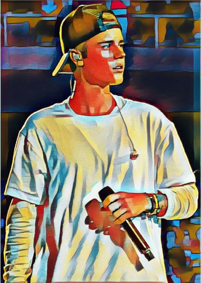 Passionforart.eu Justin Bieber 3-1 - Canvas - 50 x 70 cm oranje