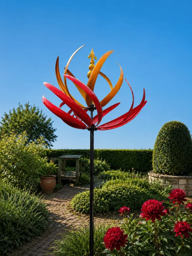 stg80 WINDMOLEN / ROOD / TUINSTEKER /METAAL / TUINSTEKER / GEPOEDERCOAT // WINDSPINNER