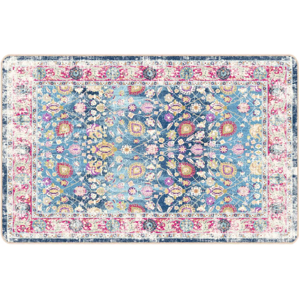 vidaXL Vloerkleed wasbaar 190x300 cm meerkleurig Blauw