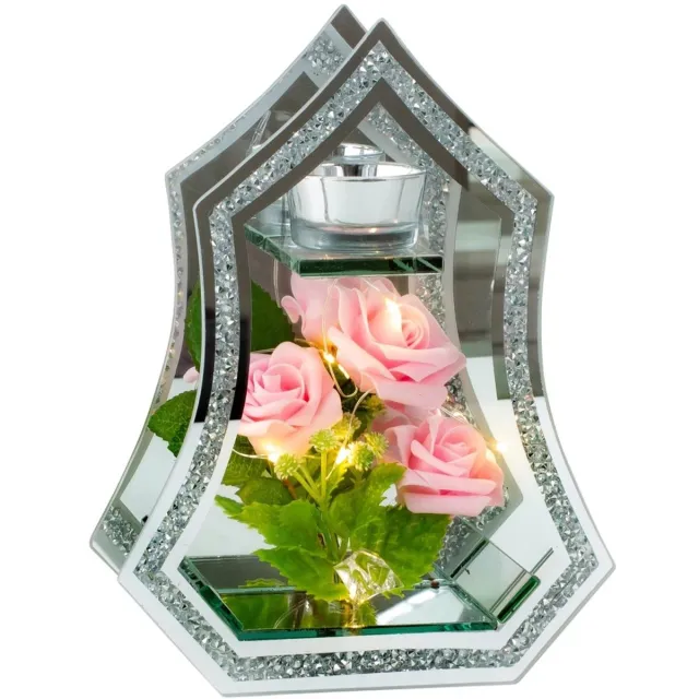 Robas Glazen decoratie met rozen en theelichtje