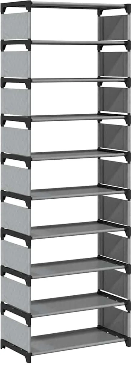 vidaXL Schoenenrek - 10-laags - 54x28x158 - cm - nonwoven - stof - grijs