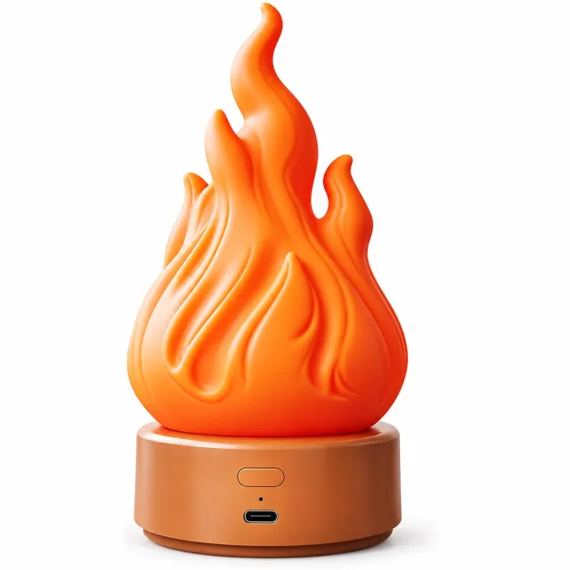 Bobypet Vlammen Nachtlamp - Oplaadbare LED Sfeerlamp - 3D Vlammensimulatie en 3 Lichtmodi - Draagbare Decoratieve Vlam Lamp voor Binnen en Buiten - Oranje kleur