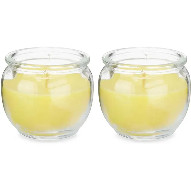 IBERGARDEN Citronella kaars in houder - 2x - glas - 20 branduren Geel
