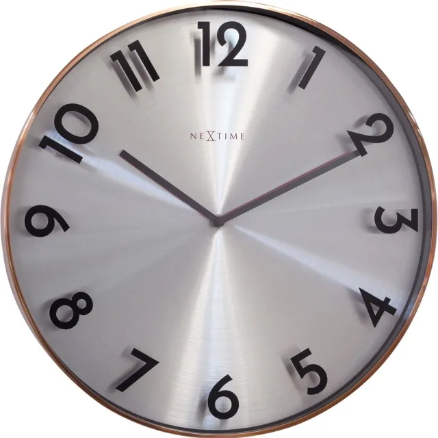 NeXtime Metalen wandklok - 40cm -Stille klok - Metaal - NeXtime Reflection Koper
