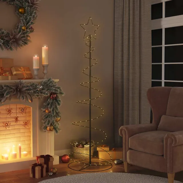 vidaXL LED-kerstboom 120 LEDs warm wit 180 cm Zwart