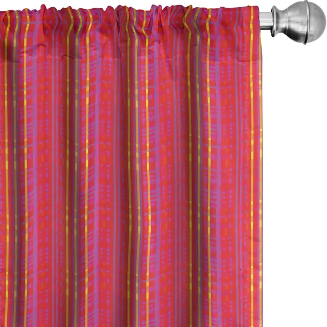 ABAKUHAUS Gordijnen – Abstrakt 2x75x225 cm – Donkerkoraal & Geel Donker koraal en geel