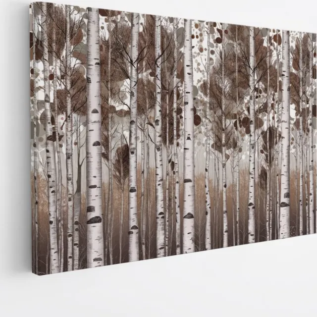 Saammp Canvas Schilderij - Abstracte Bomen - Bruin - Landschap - Natuur - 90x60 - Foto op canvas - Wanddecoratie - Muurdecoratie Woonkamer - Slaapkamer decoratie - Canvas Print Multicolor