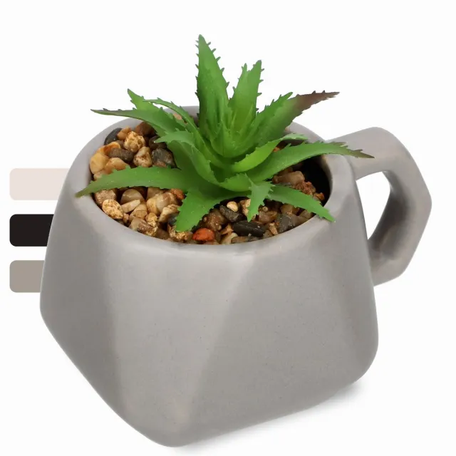 KADAX Sappplanten in pot met handvat, kunstmatige potplanten, kleine kunstplant, faux plant, decoratieve plant voor woonkamer, kantoor (grijs)