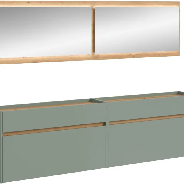 Furnilux Moderne Garderobecombinatie met LED-verlichting - 4-delige opbergset met spiegels - 192x220x32cm Bruin
