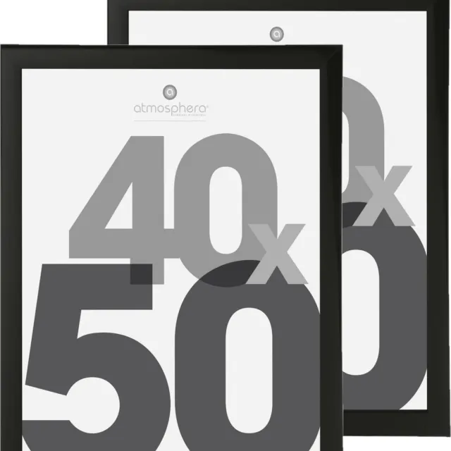 Atmosphera fotolijst - zwart - kunststof/glas - 40 x 50 cm - 2 stuks