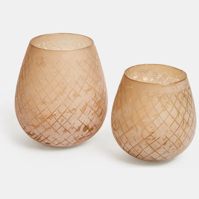 Loberon Windlicht set van 2 Méloriane wit/beige