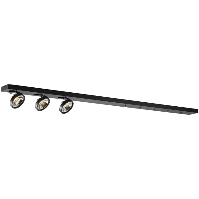 Fantasia AEON-3 XXL zwarte aluminium plafondbasis 1800 mm, 3 lichtpunten voor AR111 LED pendellampen, 2700K, dimbaar, IP20