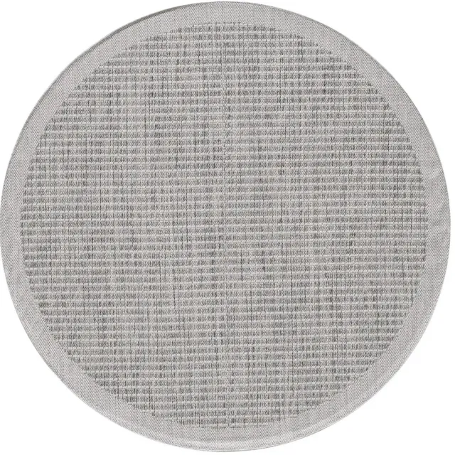 Dutch XXL Rond Buitenkleed | Giza | Kader | Grijs | 160x160 cm | Buitentapijt | Tuintapijt