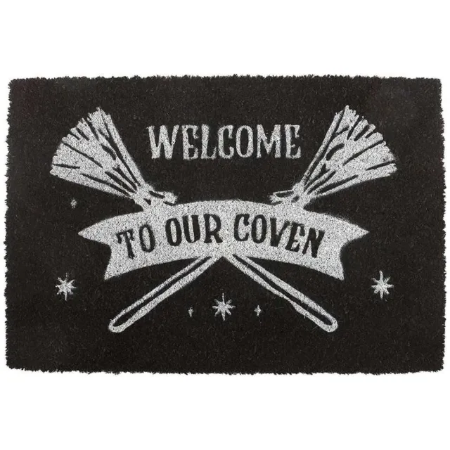 Something Different Welcome to Our Coven Schoonloopmat - Zwarte Kokosvezel Deurmat voor Witchy Huishoudens & Heksen Interieur