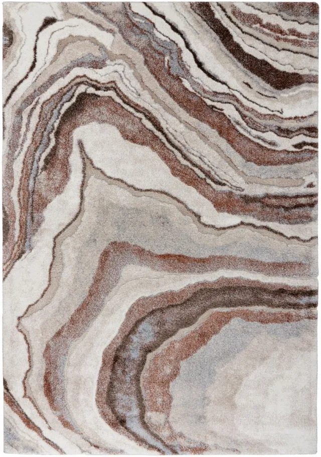 Padiro design laagpolig vloerkleed 60 x 110 cm - terracotta - modern abstract ontwerp - voor vloerverwarming - van polypropyleen, polyester en jute oranje
