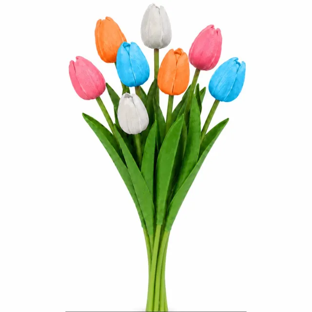Purepeak Nep Tulpen Boeket 8 Stuks - Kunstbloemen - Nepbloemen voor Binnen en Buiten - Mix Oranje