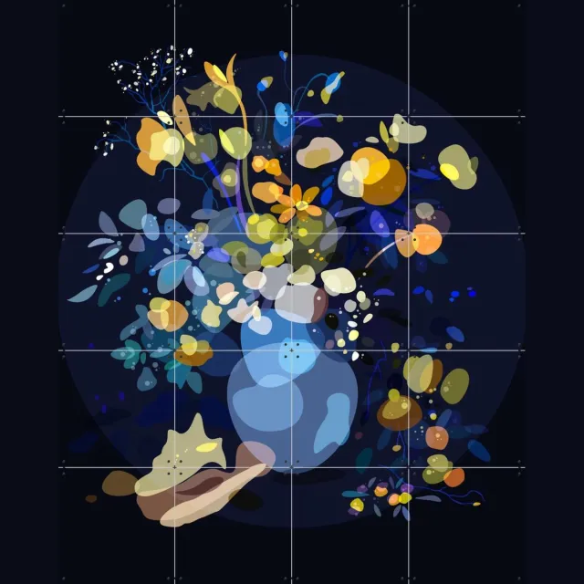 IXXI Allegory of Spring, Wesley van der Heijden & Rijksmuseum 2.0 - 80 x 100 cm - Grote wanddecoratie en posters - Abstract, Digitale Kunst, Grafisch Donkere tinten / Blauw