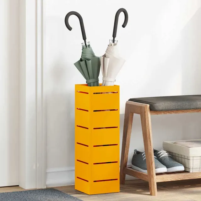 vidaXL Regen paraplu standaard Mosterdgeel 15,5 x 15,5 x 49 cm Staal