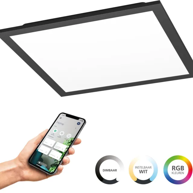 EGLO connect.z Moradillo Smart LED Paneel - 29.5 x 29.5 cm - Zwart - Instelbaar RGB & wit licht - Dimbaar - Zigbee