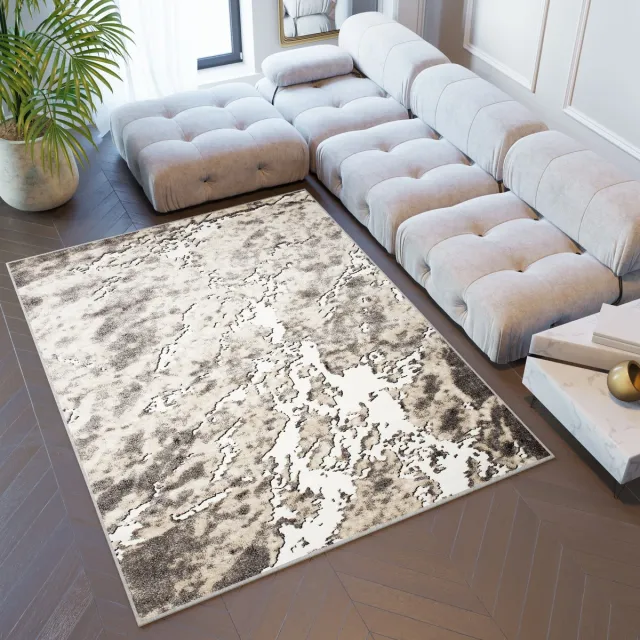 Tapiso Breeze Vloerkleed Beige Bruin Abstract Modern Tapijten