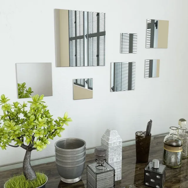 vidaXL Wandspiegels vierkant glas 7 st Zilver
