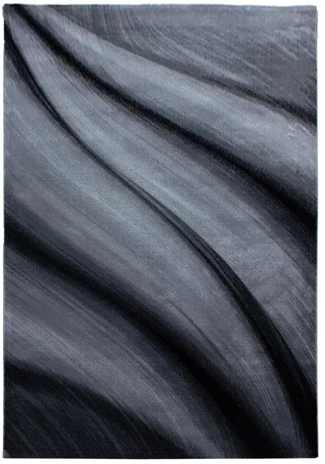 Dutch XXL Modern Vloerkleed | Tapijt | Miami | Golven | Zwart | 80x150 cm