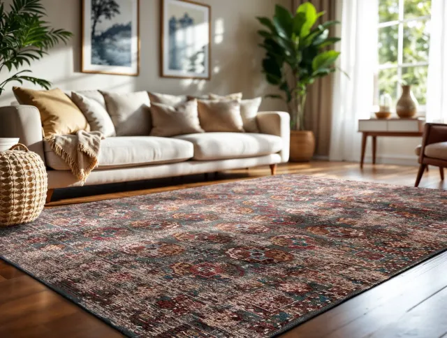 Louis de Poortere Wasbaar Binnen & Buiten Vloerkleed - 140 x 200 cm - Louis De Poortere Kasak Almati - Laagpolig Tapijt - Gerecycled PET - Made in Belgium - Circulair Brown