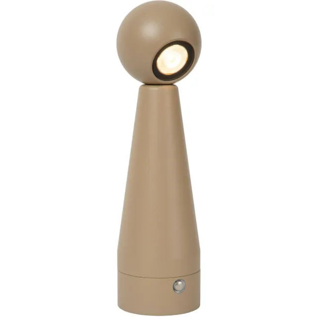 Lucide IPSOS - Oplaadbare Tafellamp - Accu/Batterij - LED Dimb. - 1x3W 2700K - Taupe