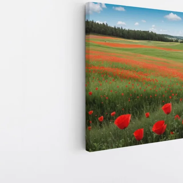 Saammp Canvas Schilderij - Tulpenveld - Natuur - Landschap - 20x20 - Foto op canvas - Wanddecoratie - Muurdecoratie Woonkamer - Slaapkamer decoratie - Canvas Print Multicolor
