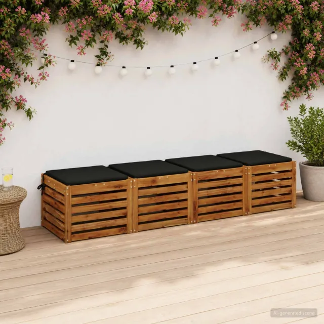vidaXL Zitkussens SOEST 4 st 100% Polyester Zwart 50 x 50 x 3 cm