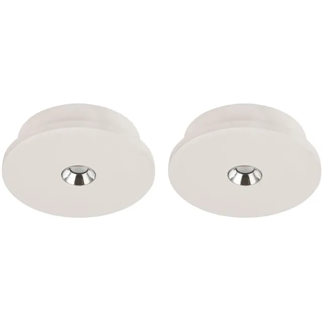 Globo Lighting Plafondlamp gips wit keukenlamp modern plafondlamp verchroomd, LED 4W 200Lm warm wit, DxH 16x4,5 cm, set van 2