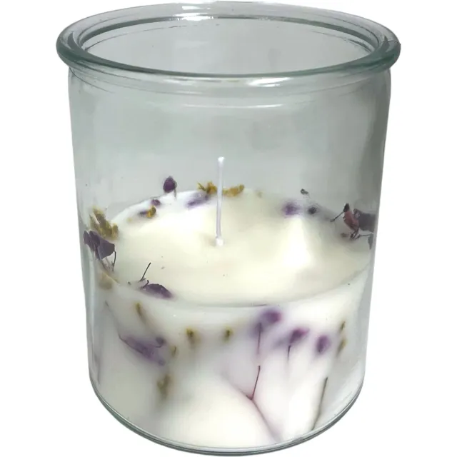 Home Society Kaars in Glas - Provence - Met Droogbloemen - 12x10x10cm Wit