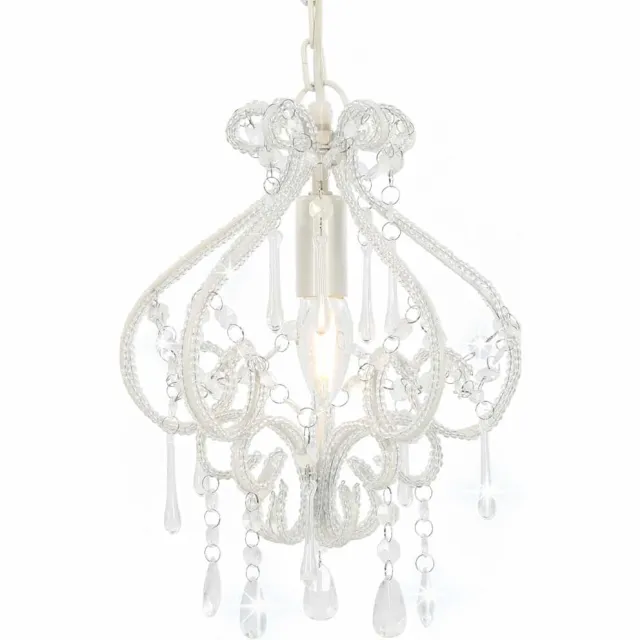 vidaXL Plafondlamp met kralen rond E14 wit
